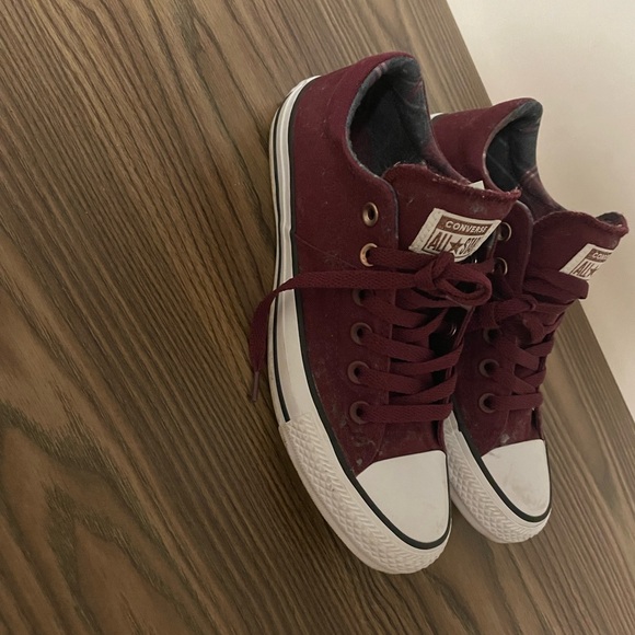 Converse Chuck Taylor All Star Burgundy Wine Color Plaid Sneakers size 8 - Picture 2 of 5